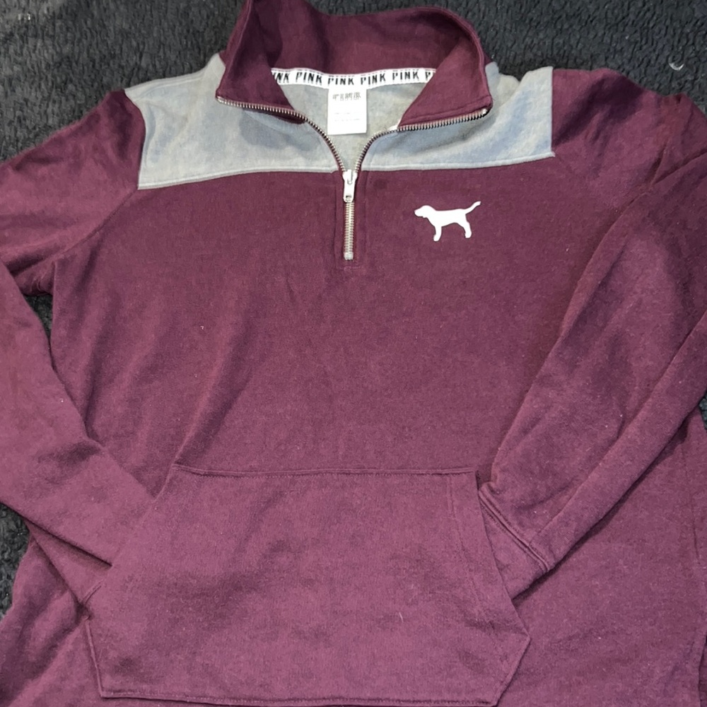 pink half zip sweater